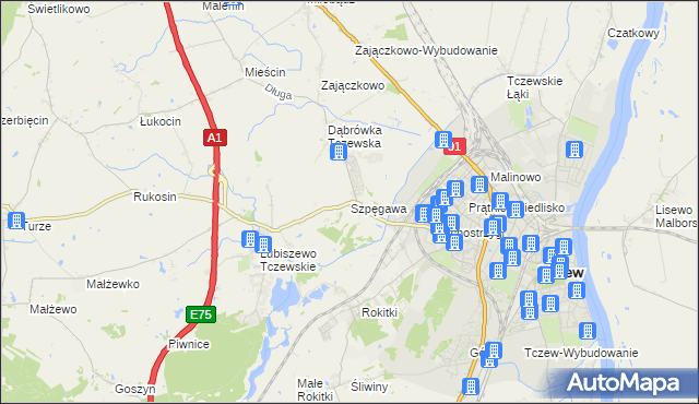 mapa Szpęgawa, Szpęgawa na mapie Targeo