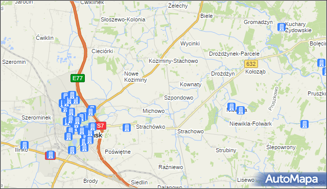 mapa Szpondowo, Szpondowo na mapie Targeo