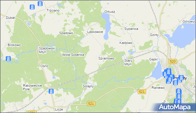 mapa Szramowo gmina Prabuty, Szramowo gmina Prabuty na mapie Targeo