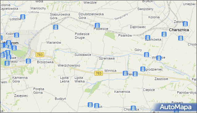 mapa Szreniawa gmina Gołcza, Szreniawa gmina Gołcza na mapie Targeo