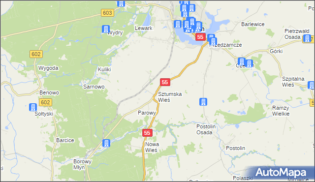 mapa Sztumska Wieś, Sztumska Wieś na mapie Targeo