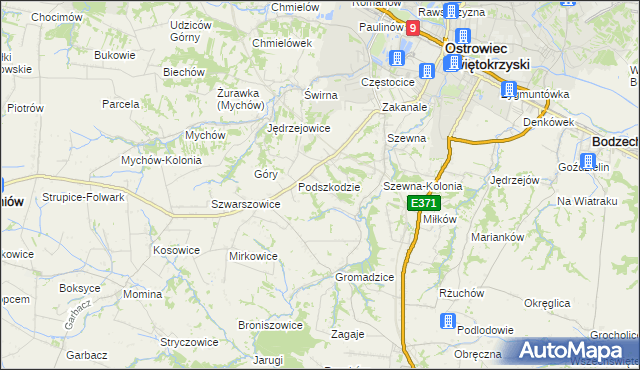 mapa Szyby, Szyby na mapie Targeo
