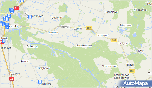 mapa Szymankowo gmina Murowana Goślina, Szymankowo gmina Murowana Goślina na mapie Targeo