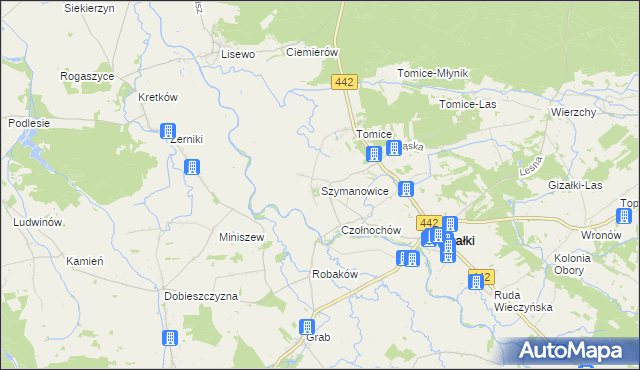 mapa Szymanowice gmina Gizałki, Szymanowice gmina Gizałki na mapie Targeo