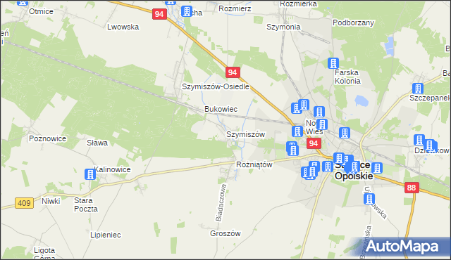 mapa Szymiszów, Szymiszów na mapie Targeo