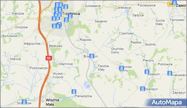 mapa Taczów Wielki, Taczów Wielki na mapie Targeo