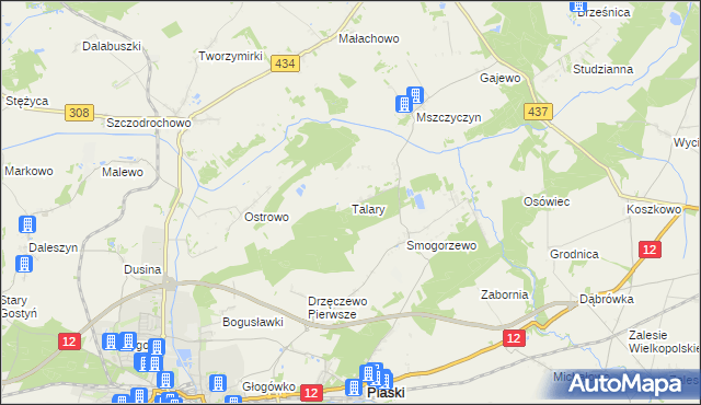 mapa Talary, Talary na mapie Targeo