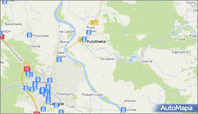 mapa Tarnawiec, Tarnawiec na mapie Targeo