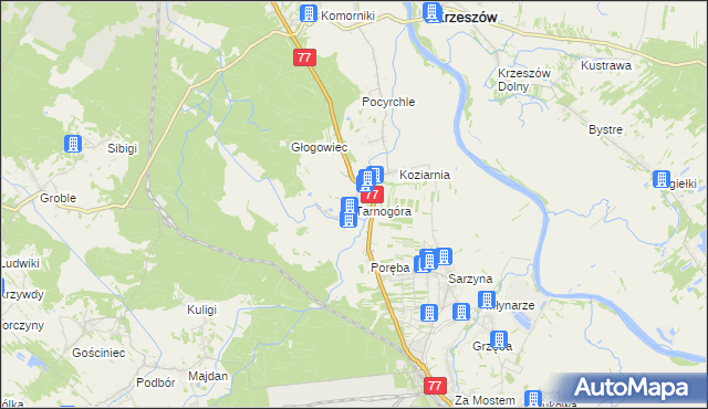 mapa Tarnogóra gmina Nowa Sarzyna, Tarnogóra gmina Nowa Sarzyna na mapie Targeo