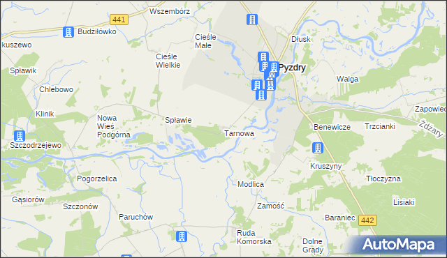 mapa Tarnowa gmina Pyzdry, Tarnowa gmina Pyzdry na mapie Targeo