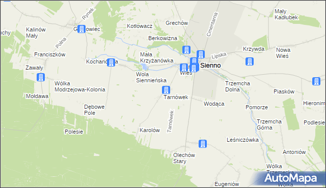 mapa Tarnówek gmina Sienno, Tarnówek gmina Sienno na mapie Targeo