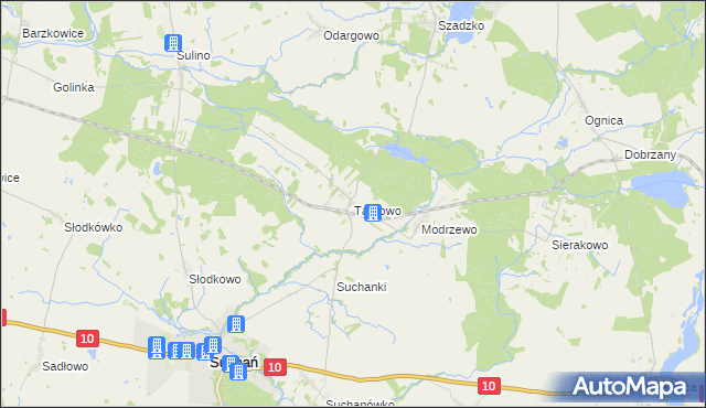 mapa Tarnowo gmina Suchań, Tarnowo gmina Suchań na mapie Targeo