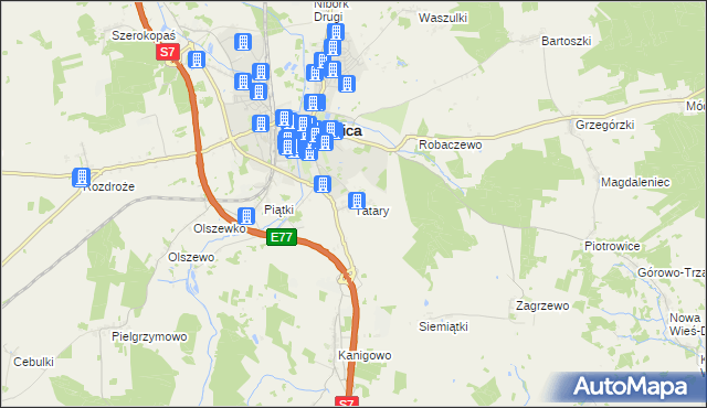 mapa Tatary gmina Nidzica, Tatary gmina Nidzica na mapie Targeo
