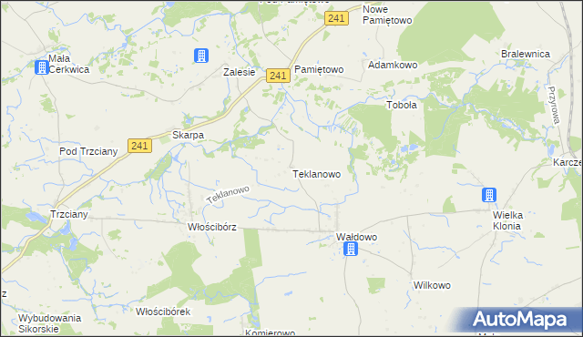 mapa Teklanowo, Teklanowo na mapie Targeo