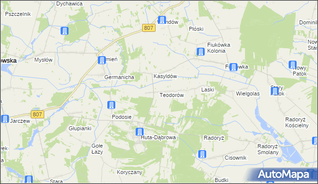 mapa Teodorów gmina Krzywda, Teodorów gmina Krzywda na mapie Targeo