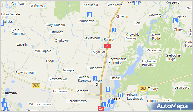 mapa Teodorowo gmina Ślesin, Teodorowo gmina Ślesin na mapie Targeo