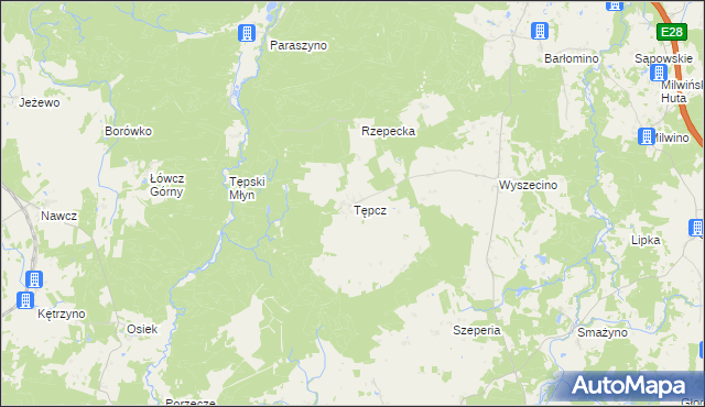 mapa Tępcz, Tępcz na mapie Targeo