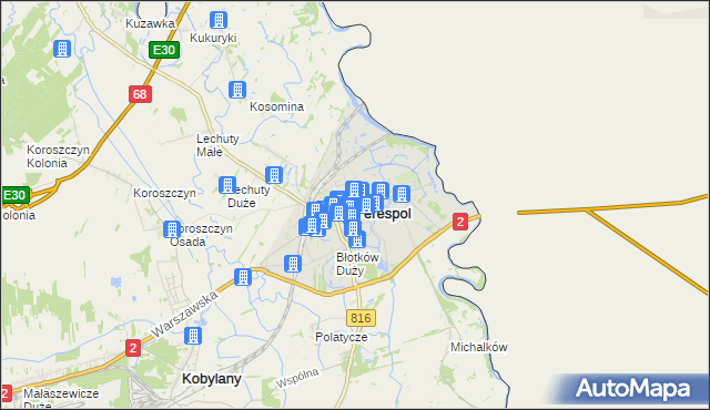 mapa Terespol powiat bialski, Terespol powiat bialski na mapie Targeo