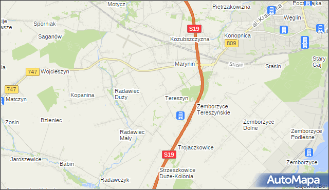 mapa Tereszyn, Tereszyn na mapie Targeo