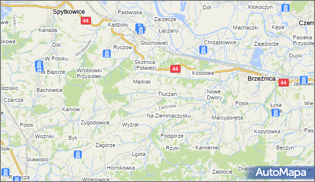 mapa Tłuczań, Tłuczań na mapie Targeo