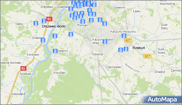 mapa Tobolice gmina Rzekuń, Tobolice gmina Rzekuń na mapie Targeo
