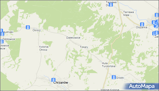 mapa Tokary gmina Turobin, Tokary gmina Turobin na mapie Targeo