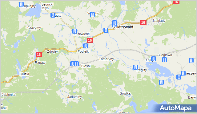 mapa Tomaryny, Tomaryny na mapie Targeo