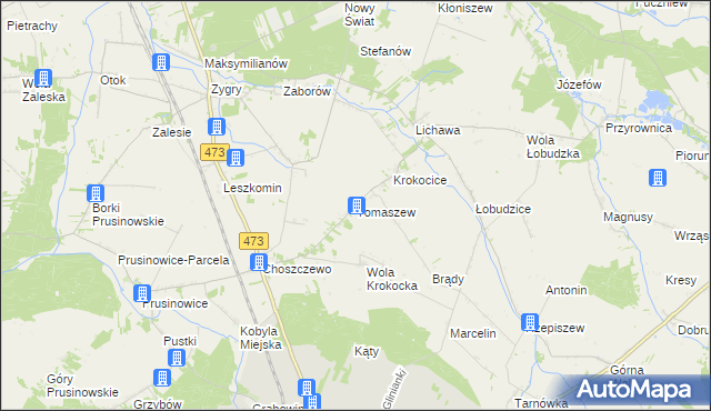 mapa Tomaszew gmina Szadek, Tomaszew gmina Szadek na mapie Targeo