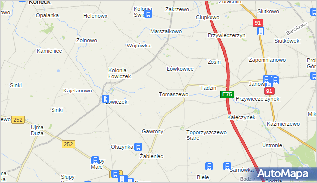 mapa Tomaszewo gmina Bądkowo, Tomaszewo gmina Bądkowo na mapie Targeo