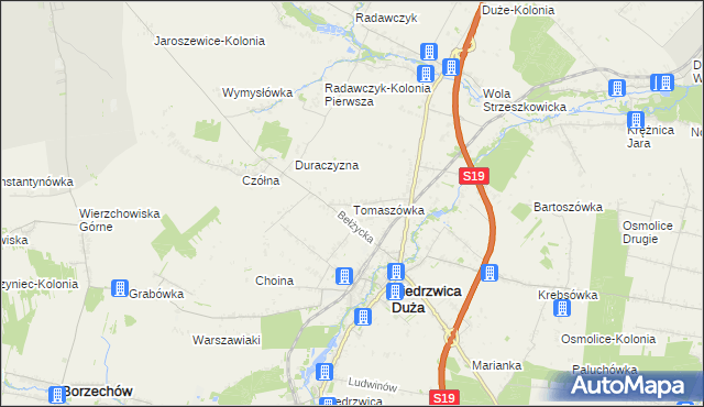 mapa Tomaszówka gmina Niedrzwica Duża, Tomaszówka gmina Niedrzwica Duża na mapie Targeo