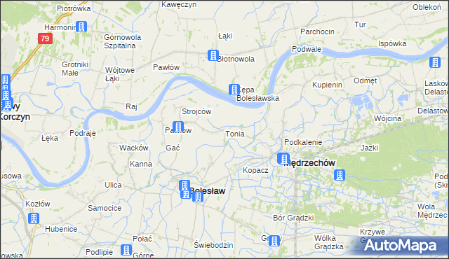 mapa Tonia gmina Bolesław, Tonia gmina Bolesław na mapie Targeo