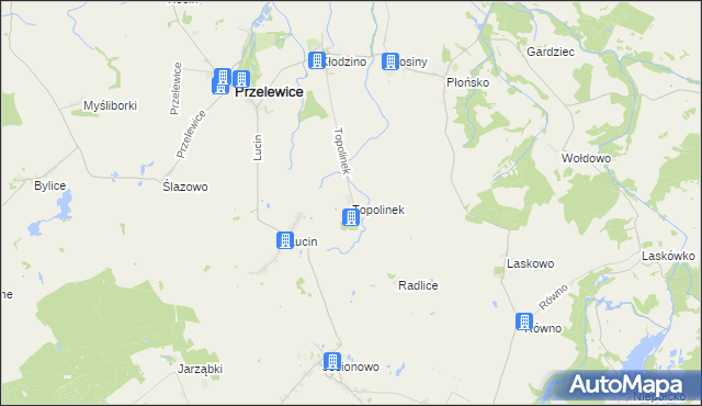 mapa Topolinek gmina Przelewice, Topolinek gmina Przelewice na mapie Targeo