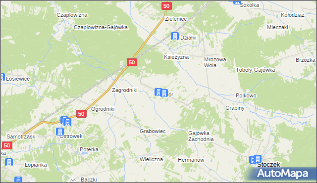 mapa Topór gmina Stoczek, Topór gmina Stoczek na mapie Targeo