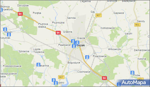 mapa Toszek, Toszek na mapie Targeo