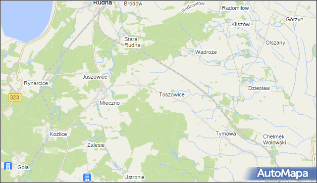 mapa Toszowice, Toszowice na mapie Targeo