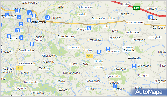 mapa Trąbki gmina Biskupice, Trąbki gmina Biskupice na mapie Targeo