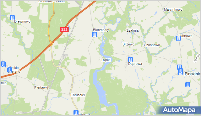 mapa Trąbki gmina Płoskinia, Trąbki gmina Płoskinia na mapie Targeo