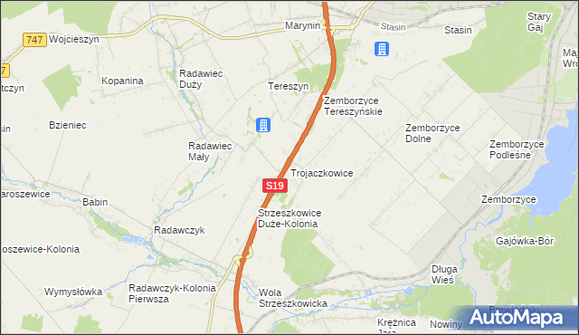mapa Trojaczkowice, Trojaczkowice na mapie Targeo