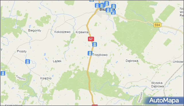mapa Troszkowo, Troszkowo na mapie Targeo
