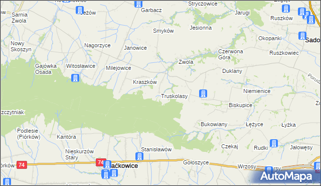 mapa Truskolasy gmina Sadowie, Truskolasy gmina Sadowie na mapie Targeo