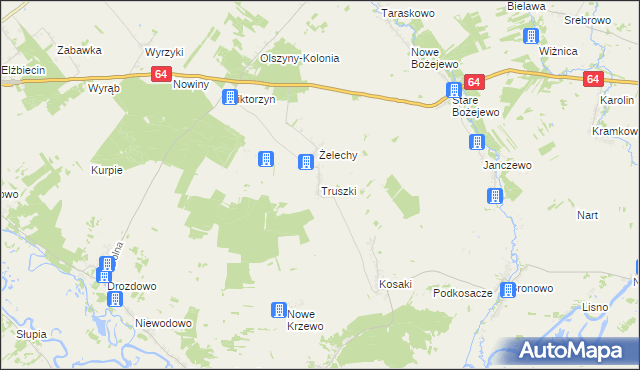 mapa Truszki gmina Piątnica, Truszki gmina Piątnica na mapie Targeo