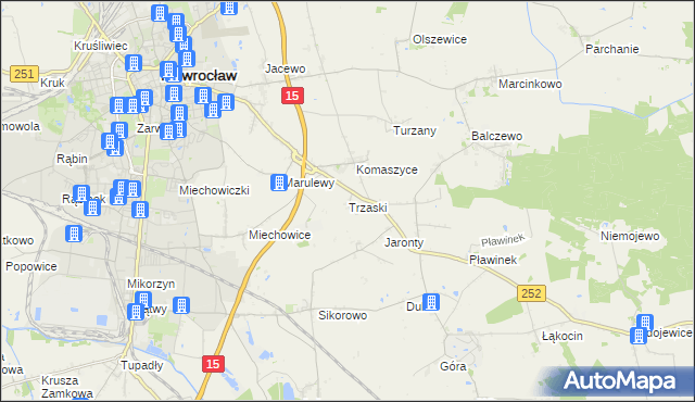 mapa Trzaski gmina Inowrocław, Trzaski gmina Inowrocław na mapie Targeo