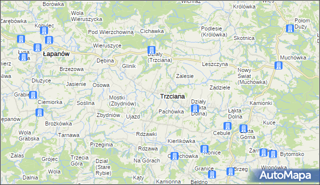 mapa Trzciana powiat bocheński, Trzciana powiat bocheński na mapie Targeo