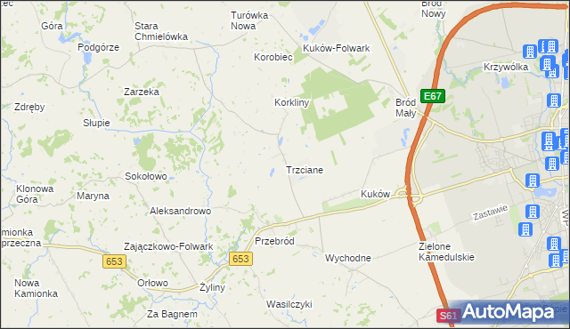 mapa Trzciane, Trzciane na mapie Targeo