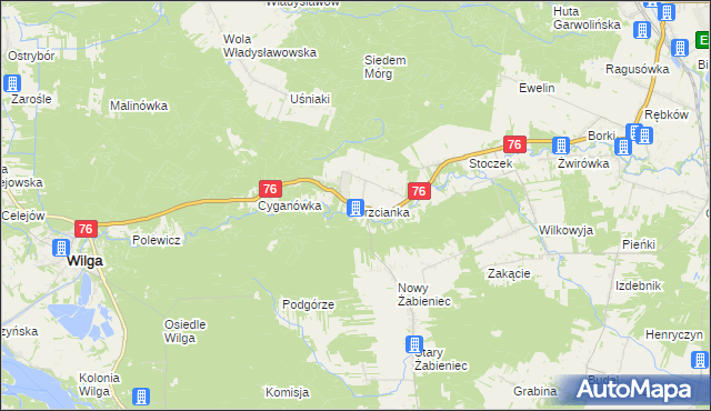 mapa Trzcianka gmina Wilga, Trzcianka gmina Wilga na mapie Targeo