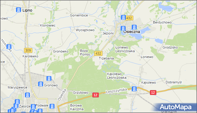 mapa Trzebania, Trzebania na mapie Targeo