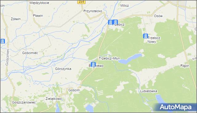 mapa Trzebicz-Młyn, Trzebicz-Młyn na mapie Targeo
