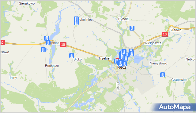 mapa Trzebień gmina Recz, Trzebień gmina Recz na mapie Targeo