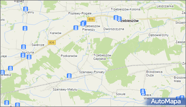 mapa Trzebieszów Gajówka, Trzebieszów Gajówka na mapie Targeo