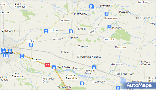 mapa Trzęsów gmina Szczytniki, Trzęsów gmina Szczytniki na mapie Targeo